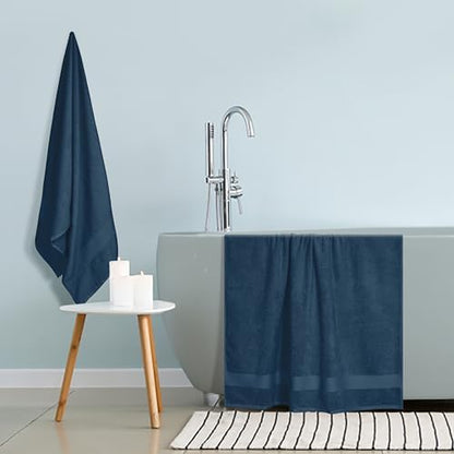 GLAMBURG Premium Cotton Oversized 2 Pack Bath Sheet 35x70-100% Pure Cotton - Ideal for Everyday use - Ultra Soft & Highly Absorbent - Machine Washable - Mineral Blue
