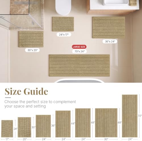 Bcoimo Large Bathroom Rug, Chenille Bath Mat with High Low Pile Design, Soft Absorbent Non Slip Bath Rug, Machine Washable Quick Dry Mat for Shower, Tub, Sink and Vanity