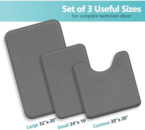 Bathroom Rugs Extra Soft Memory Foam Bath Mat Sets 3 Piece Non Slip Absorbent & Dry Living Mat Sets Washable Bath Carpets with Toilet Rug,Bath Rugs for Bathroom,Tub,Shower,Kitchen,Bedroom