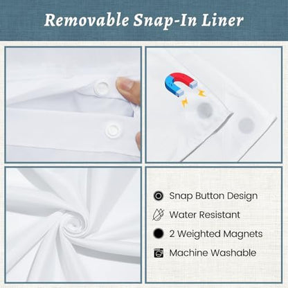 WONICY No Hook Shower Curtain with Liner, Gray Blue, 71 x 74 Inch