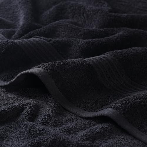 Superior Egyptian Cotton 2-Piece Bath Sheet Towel Set, Oversized Body Towels For Adults And Kids, Large Towel For Bath, Shower, Guest Bathroom, Spa, Gym, Resort, Essentials, Airbnb, Black