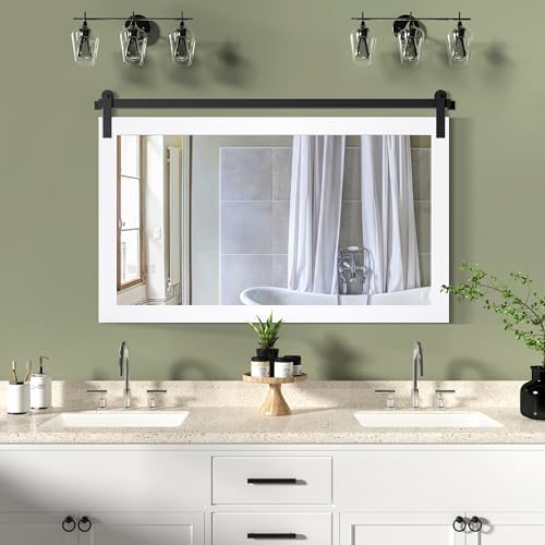 COGOOD Farmhouse Bathroom Mirrors for Over Sink - 30 x 45 Pure White