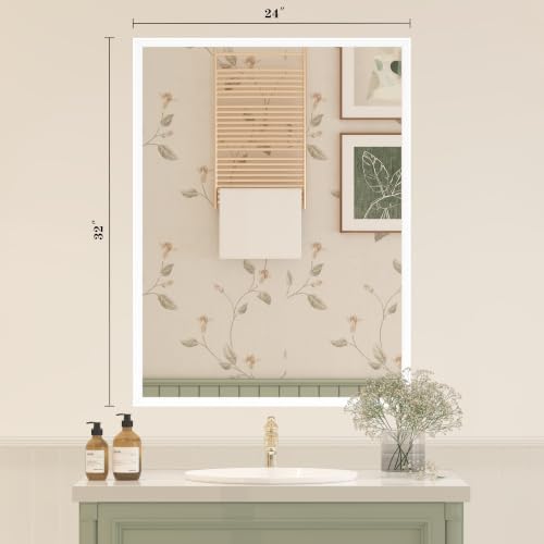 White Framed Bathroom Mirror 24x32, White Vanity Mirrors for Wall