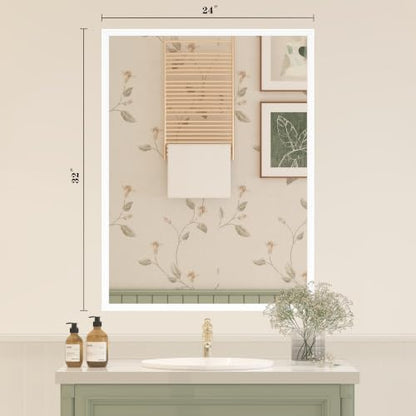 White Framed Bathroom Mirror 24x32, White Vanity Mirrors for Wall