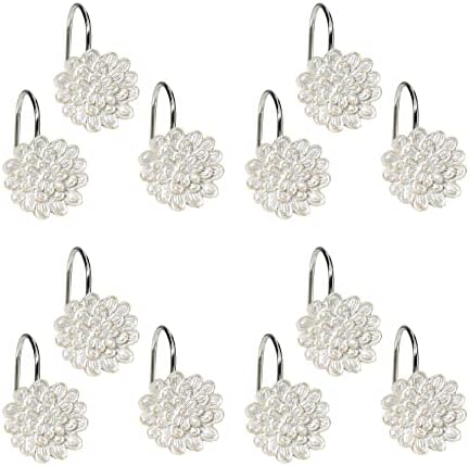 Zahari Home Rose Vine Shower Hooks Set - Curtain Rings with Unique Design - 12 Resin Hooks for Customizing Your Shower Space