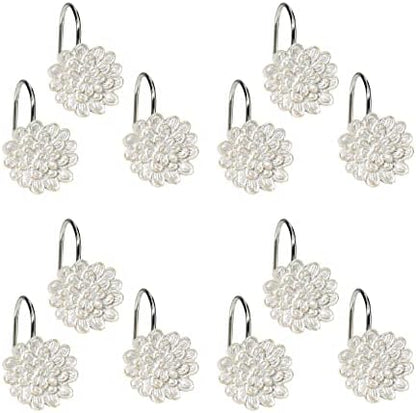 Zahari Home Rose Vine Shower Hooks Set - Curtain Rings with Unique Design - 12 Resin Hooks for Customizing Your Shower Space