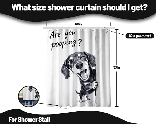 Funny Dachshund Shower Curtain are You Pooping, 60x72 Inchs