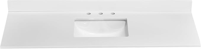 60" x 22" Vanity Top, Quartz Vanity Sink Top in Pure White, with One Sidesplash & One Backsplash, with Undermounted Sink,8 Inch Faucet Hole Spread for Vanity Top with Sink