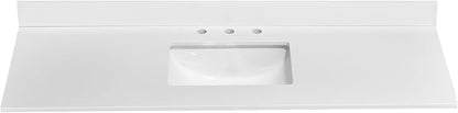 60" x 22" Vanity Top, Quartz Vanity Sink Top in Pure White, with One Sidesplash & One Backsplash, with Undermounted Sink,8 Inch Faucet Hole Spread for Vanity Top with Sink