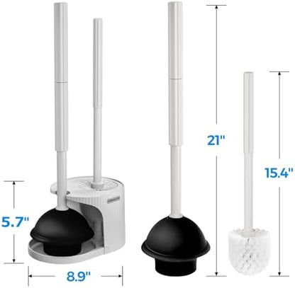 FORASTO 2in1 Toilet Brush & Plunger Set, Bathroom Essentials for Apartment