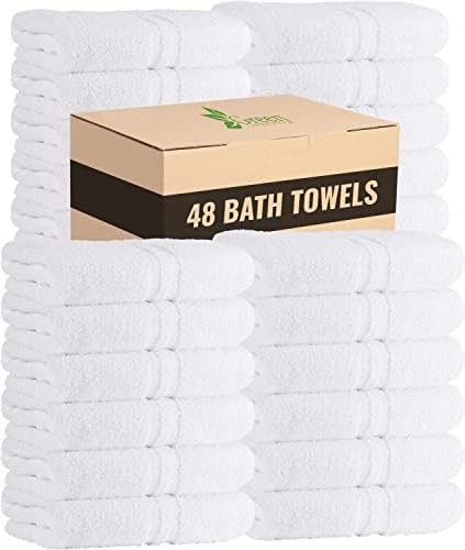 GREEN LIFESTYLE Bath Towels 24" x 50" 48 Pack - White Large Bath Towels, Soft Absorbent Thick Towels for Hotel, Spa, Gym and Bathroom Use, Cotton Blend Bulk Towel Set