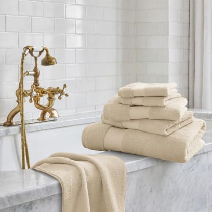 Madison Park 100% Turkish Cotton 600 GSM Bath Towel Set, 6 Piece, Sand