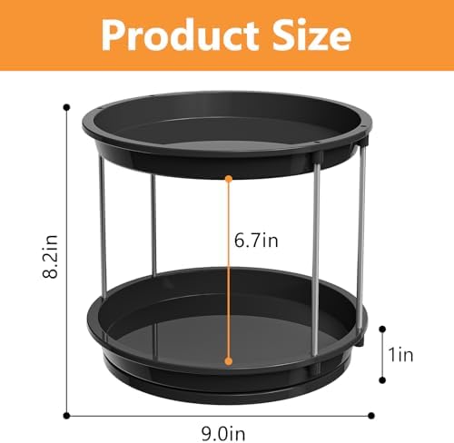 360 Rotating Makeup Organizer for Vanity, 2 Tier Cologne Organizer for Men, Skincare & Perfume Holder for Bathroom Counter, Dresser, Shelf, Cabinet, Black