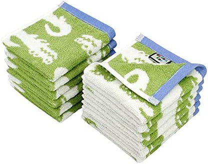 ORIGINAL KIDS Wash Cloth - 100% Cotton Set of 12 Washcloths - Green Blue