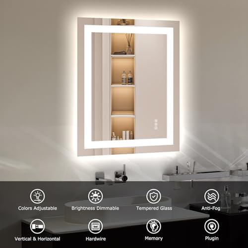 Hivone 24"X30" LED Bathroom Mirror with Lights, UL Listed