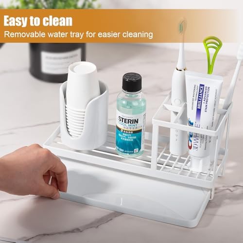 Toothbrush Holders Toothpaste Organizer Bathroom Accessories, White