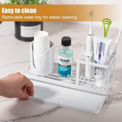 Toothbrush Holders Toothpaste Organizer Bathroom Accessories, White