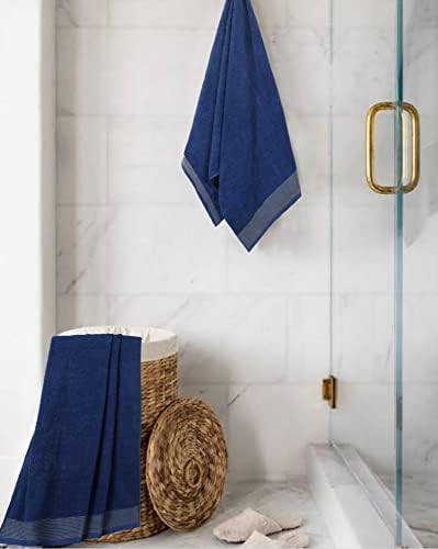 BELIZZI HOME Ultra Soft 2 Pack Oversized Bath Towel Set, 28x55 inches, 100% Cotton, Navy Blue