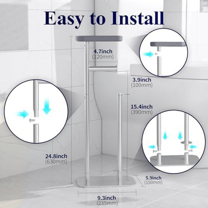 Kitsure Metal Toilet Paper Holder Free Standing, Medium, Silver