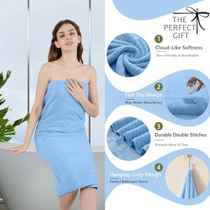 Extra Large Bath Sheet Set of 4,Ultra Soft Fluffy Towel,35”x 70”Oversized Bath Towel Set,Premium Microfiber Bathroom Towel Set Highly Absorbent Quick Dry Shower Towel for Bathroom,Hotel,Spa (Blue)