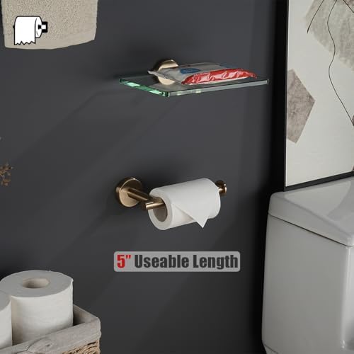JQK Champagne Bronze Toilet Paper Holder, 5 Inch Tissue Paper Dispenser for Bathroom, 304 Stainless Steel Thick 0.8mm Wall Mount, TPH120-CB