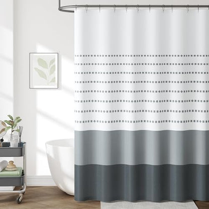 jinchan Boho Shower Curtain Grey and White 70x72 Inch 12 Hooks