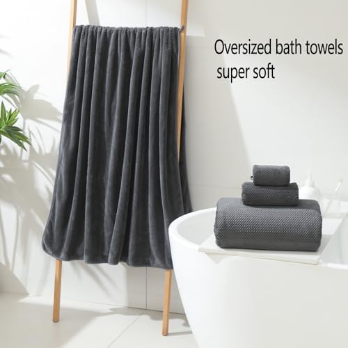 YTYC 39x78 Bath Sheets Set,Towels for Bathroom,Charcoal,6-Pieces