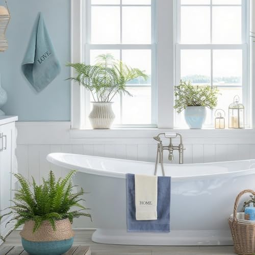 FuWeave 3 Pcs Decorative Hand Towels for Bathroom,Teal,Home Love Family