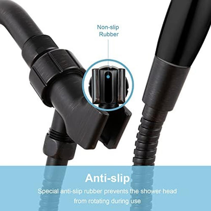 OFFO Shower Head Holder for Handheld Shower Head, Oil Rubbed Bronze Adjustable Shower Arm Mount for Connecting Shower Arm and Shower Hose, 1/2 in IPS Female Inlet and Male Outlet