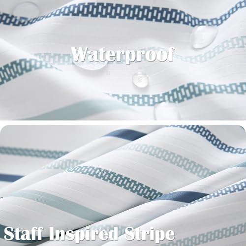 jinchan Multi Blue and White Shower Curtain for Bathroom Modern Farmhouse Striped Waterproof Fabric Shower Curtain Set with 12 Hooks Machine Washable 70x72 Inches