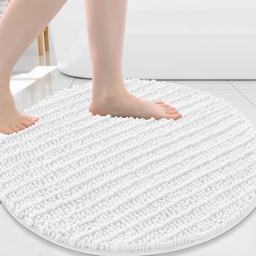 Arotive Round Bathroom Rugs 24x24, Soft Absorbent Chenille Shaggy Bath Mat
