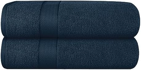 GLAMBURG 700 GSM Premium Cotton 2-Pack Oversized Extra Large Bath Sheet Set - 100% Combed Cotton - 2 Bath Sheets 35x70 - Luxury Hotel & Spa Quality - Durable Ultra Soft Highly Absorbent - Mineral Blue