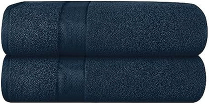 GLAMBURG 700 GSM Premium Cotton 2-Pack Oversized Extra Large Bath Sheet Set - 100% Combed Cotton - 2 Bath Sheets 35x70 - Luxury Hotel & Spa Quality - Durable Ultra Soft Highly Absorbent - Mineral Blue