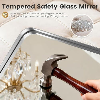 36“ x 36” Silver Aluminum Frame Bathroom Mirrors for Over Sink