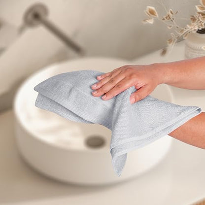 BOUTIQUO Ultra Soft 6-Piece Hand Towel Set 16x28-100% Ringspun Cotton - Durable & Highly Absorbent Hand Towels - Ideal for use in Bathroom, Kitchen, Gym, Spa & General Cleaning - Light Grey