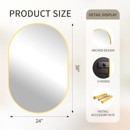 Oval Bathroom Mirror for Over Sink, 2 Pack 24"x36" Vanity Mirror, Gold