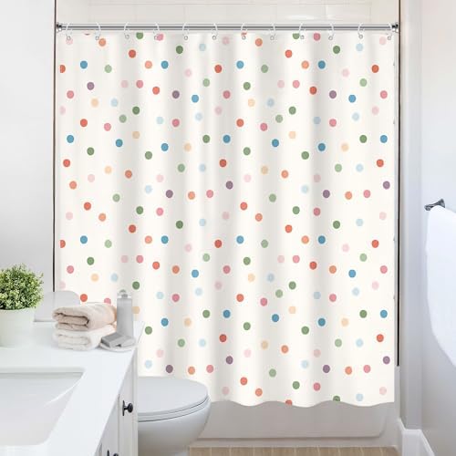 Kids Colorful Polka Dot Shower Curtain Cute Dot Retro Abstract Bathroom Set