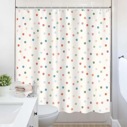 Kids Colorful Polka Dot Shower Curtain Cute Dot Retro Abstract Bathroom Set