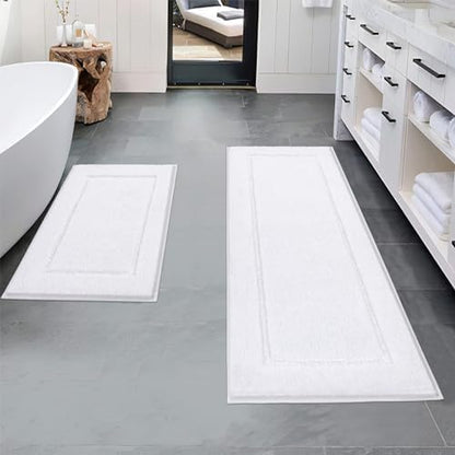 Pauwer Bathroom Rugs Sets 2 Piece, Non Slip Washable Bath Mat, White