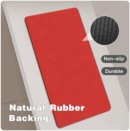 TYUU Thin Bath Mat, Large Christmas Bathroom Rugs Non Slip, 36x48 Red