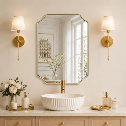 Besdomus Gold Modern Bathroom Mirror: 22"x30" Minimalist Vanity Wall Mirror