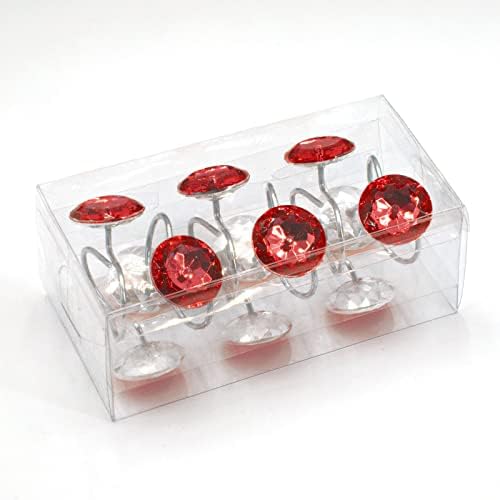 Crystal Diamond Round Shower Curtain Hooks Rings for Bathroom,Red,12PCS