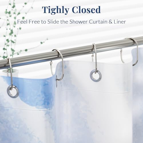 Bathway Shower Curtain Rings, Shower Curtain Hooks 12 Pcs Anti-Drop Shower Rings for Curtain, Metal Shower Curtain Rings Rust Proof, Brushed Nickel Shower Hooks for Shower Curtain Rod Bathroom