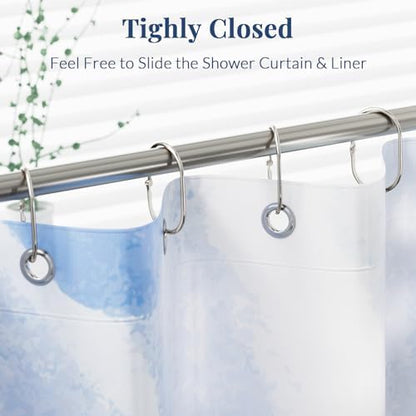 Bathway Shower Curtain Rings, Shower Curtain Hooks 12 Pcs Anti-Drop Shower Rings for Curtain, Metal Shower Curtain Rings Rust Proof, Brushed Nickel Shower Hooks for Shower Curtain Rod Bathroom