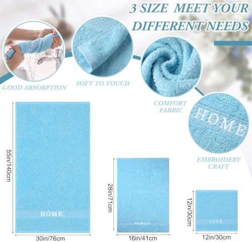 Hahafelt Decorative Bathroom Towel Set, Sky Blue
