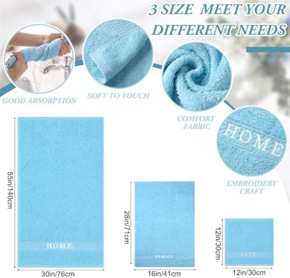 Hahafelt Decorative Bathroom Towel Set, Sky Blue