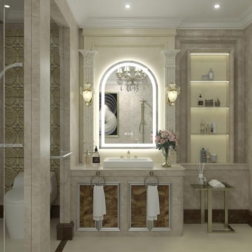 24x36 Inch Arched LED Mirror for Bathroom