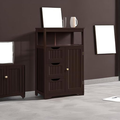 Yaheetech Freestanding Bathroom Storage Cabinet with 3 Drawers, Espresso