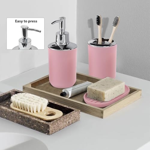CERBIOR Bathroom Accessories Set 6 Piece Bath Ensemble, Blush Pink