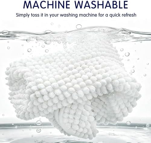 SUBRTEX Bathroom Rugs, 24" x 44" Chenille Bath Rug Soft Short Plush Bath Mat Soft Shower Mat Water Absorbent Shower Mat Quick Dry Machine Washable, White